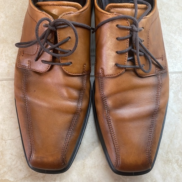 Ecco Men’s Lace Up Oxford Shoes Dress Shock Point Leather Brown Size 44/10-10.5 - Picture 6 of 16